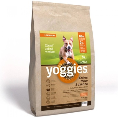 Yoggies Active granule lisované za studena s probiotiky Kachní maso & zvěřina 5 kg