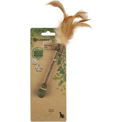 Flamingo Hračka cat matatabi tyčka peří/míček 25x2cm