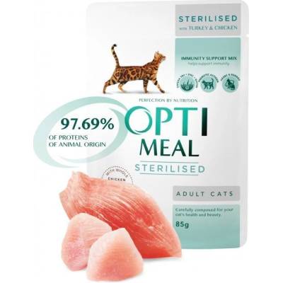OPTIMEAL For Sterilised cats with turkey and chicken fillet in sauce 85 g