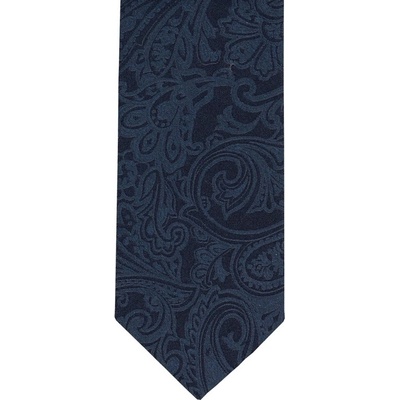 Slim kravata Olymp s vetkanými ornamenty paisley tmavě modrá