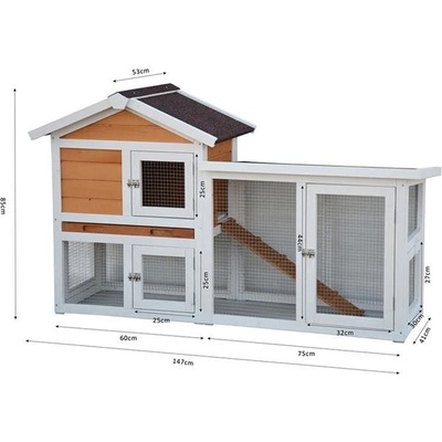 A.K. Queensland Králíkárna s výběhem světle hnědá bílá 147 x 53 x 85 cm – Zboží Dáma