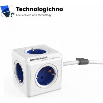 Контакт PowerCube 5 гнезда син Schuko + кабел (8718444086932)