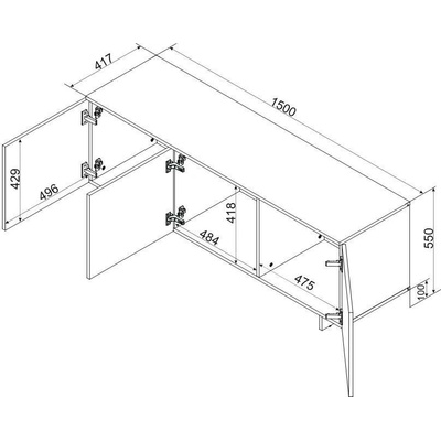 Cama Meble 3D ALMA 150x41,5xH55 cm