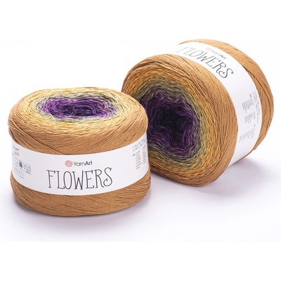 Yarn Art příze Flowers 315 fialová, zelená, hořčicová