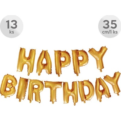 JUNIOR Balón narozeninový Happy Birthday 35 cm stříbrný
