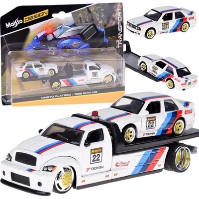 Maisto Kovová auta Flatbed a BMW M3 1988 na podvalníku 1:64