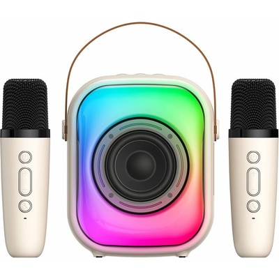 Onikuma L7 Mini přenosný karaoke reproduktor s 2 bezdrátovými mikrofony béžový
