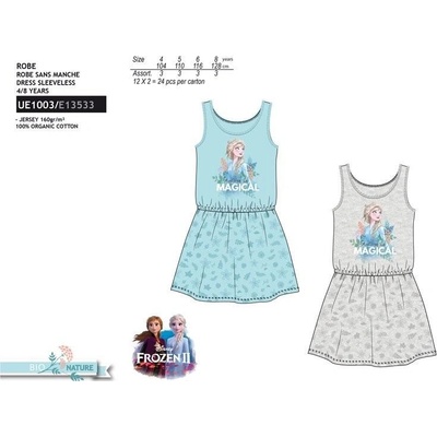 Frozen licencia dievčenské šaty Frozen UE1003, sivá
