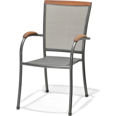 Sunfun Lara Stohovatelné křeslo, 70 × 56 × 94 cm, kov, dřevo, grafit 9015