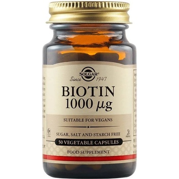 Solgar Biotin, 1000 mcg, 50 растителни капсули, Solgar