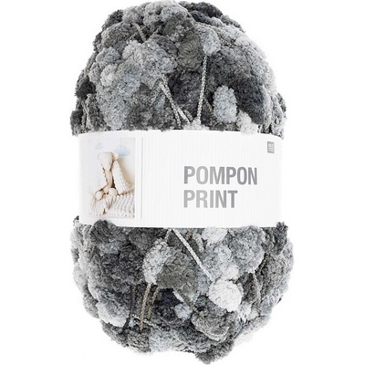 Rico design háčkovací bambulková příze POMPON Print šedý mix - 1 ks
