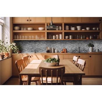 DIMEX ART s. r. o Фототапет за кухня - сива тухлена стена 420 x 60 см