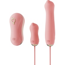 Zalo Unicorn Sada bezdotykový stimulátor klitorisu s dvoma vibrátormi Set Strawberry Pink