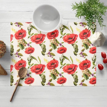 Biante Dekoračné prestieranie PML-101 Vlčie maky na bielom 30x40 cm