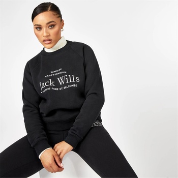Image 1 of Jack Wills Блуза Jack Wills Hunston Graphic Crew Neck Sweatshirt - Black