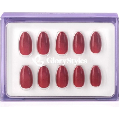 GloryStyles Nalepovací nehty červený třpyt 03 24 ks