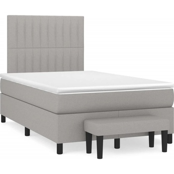 vidaXL Боксспринг легло с матрак, светлосиво, 120x190 см, плат (3270369)