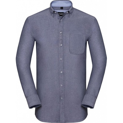 Russell Collection Pánska košeľa Tailored Washed Oxford shirt Oxford Navy/Oxford Blue