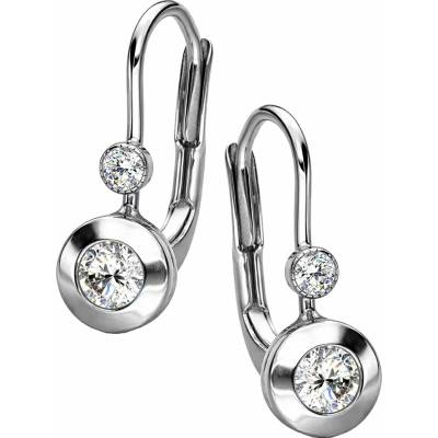 Zlaton Náušnice bílé zlato visací s kamenem 1.5cm 1.55g 000042608226