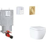 GROHE Uniset - Комплект предстенна инсталация, тоалетна, SoftClose седалка и бутони Arena Cosmopolitan S, Triple Vortex, четка Cool Sunrise SANI15BB4109 (SANI15BB4109)
