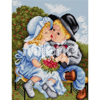 Milena Style Първа целувка - гоблен със схема конци dmc 1: 4 с детайл 1: 1