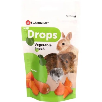 Flamingo Snacks Drops Carrot - Снакс за гризачи с морков, 75 гр