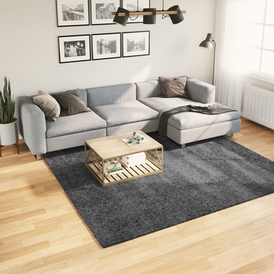 vidaXL Килим OVIEDO с къс косъм, антрацит, 240x240 см (375474)
