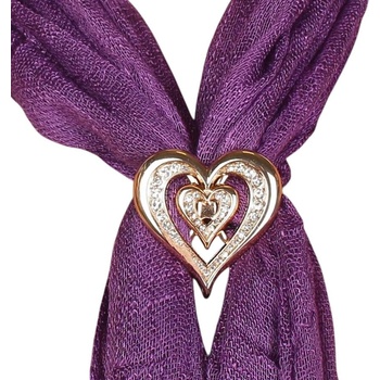 Златист пръстен-брошка за шал - сърце