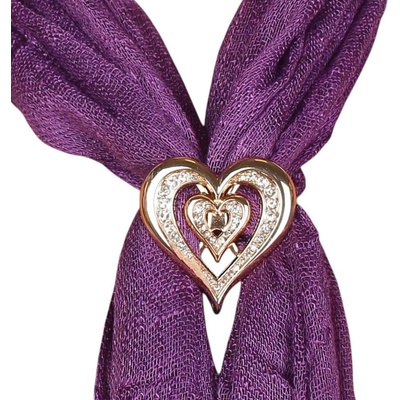 Златист пръстен-брошка за шал - сърце