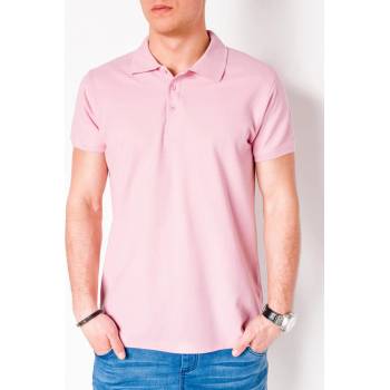 Ombre Clothing pánske Basic Polo tričko Sheer světle ružové