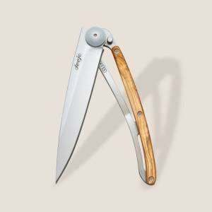 DEEJO 1cb001 wood natural / Стилен ултралек джобен нож с острие от висококачествена неръждаема стомана (1cb001)