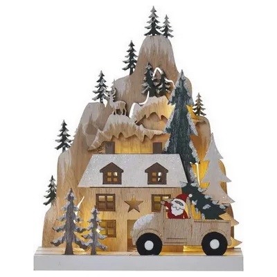 EMOS zy2330 - led ПЛАНИНА, дървена, 10 бр, 2хАА, топла светлина, 17/22см (zy2330)