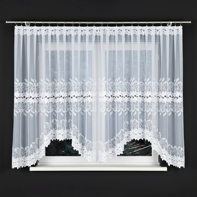 Dekorační krátká vzorovaná záclona na žabky BASTIA 160 bílá 500x160 cm MyBestHome