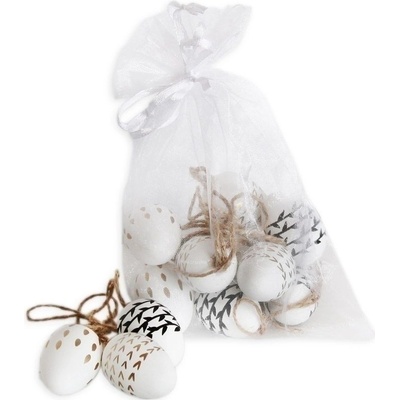 Velikonoční vajíčka bílá s potiskem 4cm,12 ks