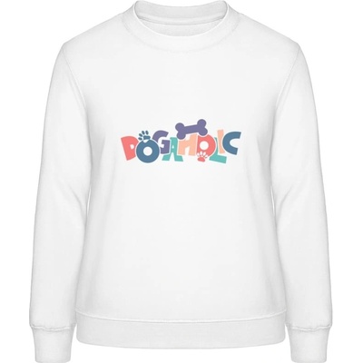 AWDis Sweat mikina Psí dizajn s nápisom DOGAHOLIC arktická biela