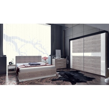 Спален комплект Modern 3 дъб кастело и бял гланц мдф