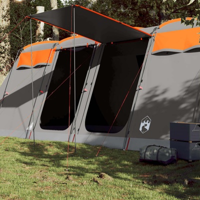 vidaXL Семейна палатка тунелна 8 местна сиво-оранжева водоустойчива (94618)