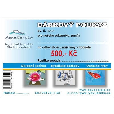 Dárkový poukaz na odběr zboží v hodnotě 500 Kč