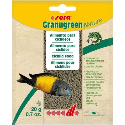 Sera Granugreen Nature - Пълноценна храна за растителноядни цихлиди, 20 гр