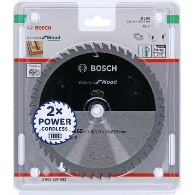 Bosch Pilový kotouč Standard for Wood pro akumulátorové pily 165 × 1,5/1 × 15,875 T48 2608837683
