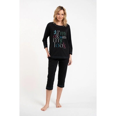 Women's pyjamas Olza 3/4 sleeve 3/4 legs black