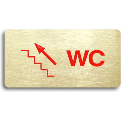 ACCEPT Piktogram WC VLEVO NAHORU - zlatá tabulka - barevný tisk bez rámečku