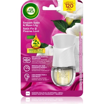 Air Wick Smooth Satin & Moon Lily Electric електрически уред за освежаване на въздуха с пълнител 19ml