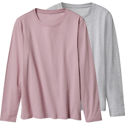 esmara Dámské triko s dlouhými rukávy, 2 kusy starorůžová/šedá – Zboží Dáma