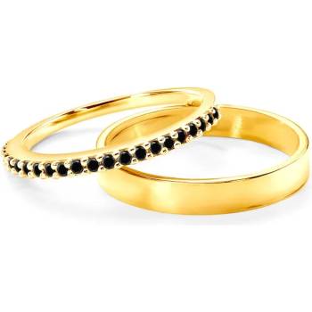 Image 1 of SAVICKI Сватбени халки Share Your Love: злато, черен диамант, плоски. 1.5 мм и 3 мм