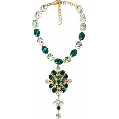 Dolce & Gabbana Krištáľový štrasový náhrdelník v zlatej farbe SMY101368
