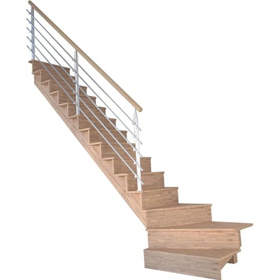 StarWood Schody Lindos dubové levé 80cm uzavřené design. nerez. zábradlí