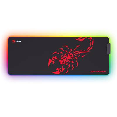 Marvo RGB Podložka pod myš, SCORP XL, černá, 800 x 300 mm, 4 mm, Marvo, USB Hub