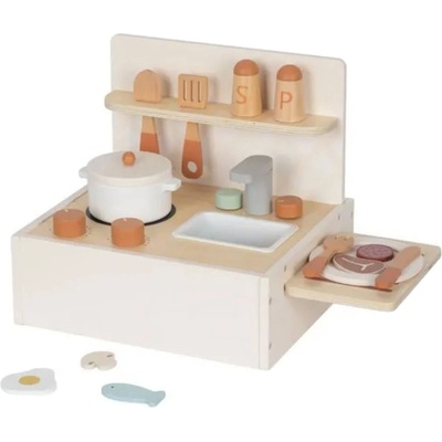 Tooky Toy Игрален комплект Tooky Toy - Дървена настолна детска кухня с аксесоари, 19 части (TJ754)