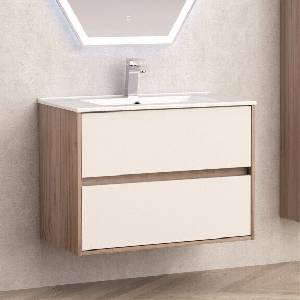 InterCeramic Конзолен шкаф за баня InterCeramic ICP 7555 - 2 чекмеджета с порцеланов умивалник 7646WB (ICP 7555)